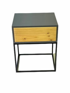 Kilimanjaro Push To Open Grey Side Table One Drawer