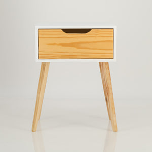 Bhodi Cut-out Handle Single Drawer Side Table White