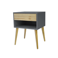 Load image into Gallery viewer, Fihlo Grey One Drawer + Shelf Side Table
