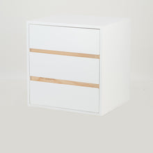Load image into Gallery viewer, Fihlo White Three Drawer Floating Side Table

