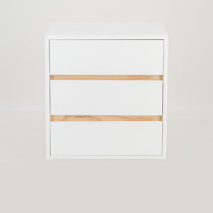 Fihlo White Three Drawer Floating Side Table