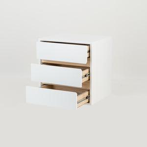 Fihlo White Three Drawer Floating Side Table