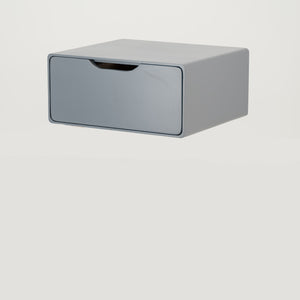 Khaya One Drawer Floating Side Table with Cut Out Handle - Grey