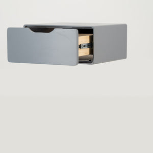 Khaya One Drawer Floating Side Table with Cut Out Handle - Grey