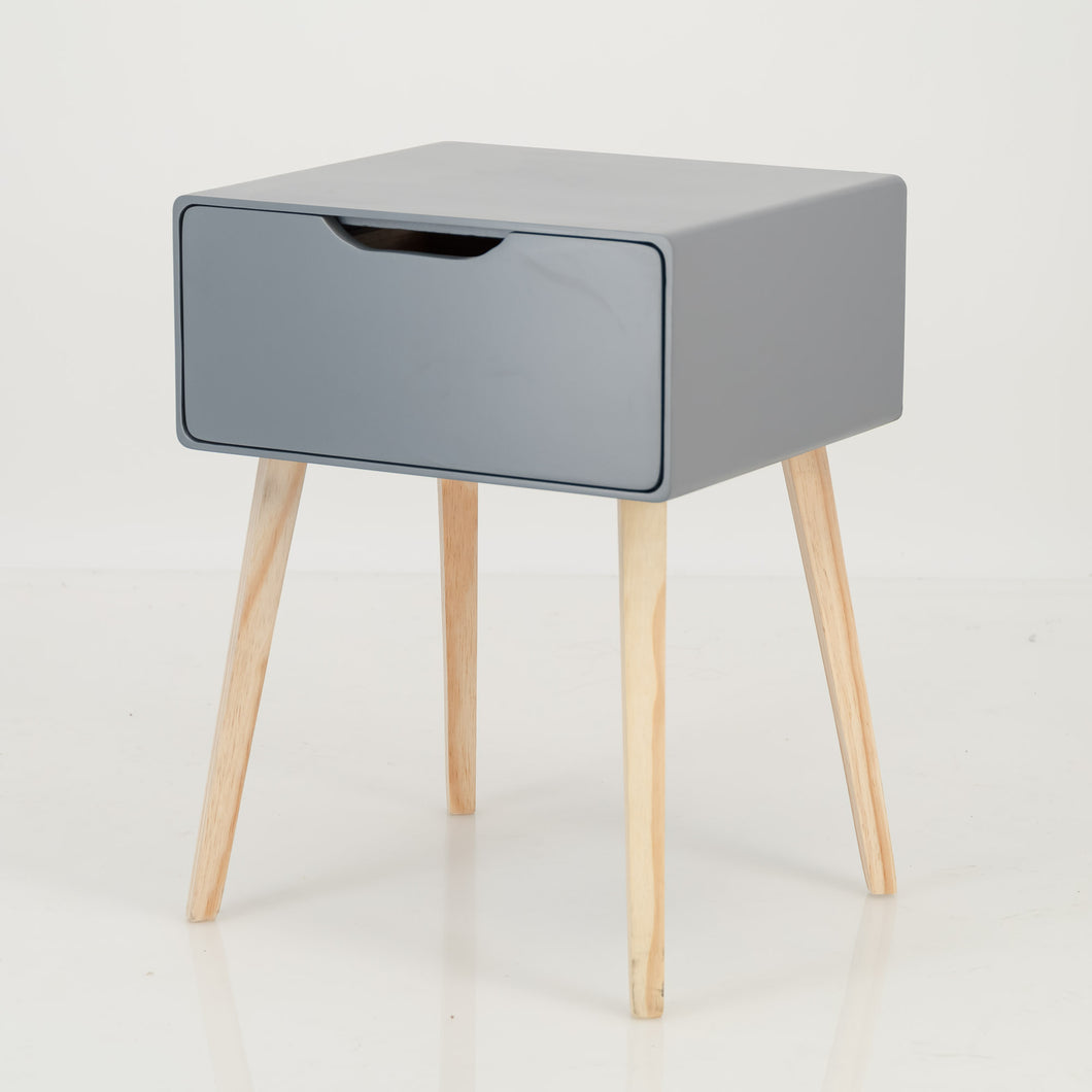 Khaya One Drawer Side Table with Cut Out Handle - Grey
