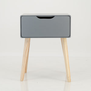 Khaya One Drawer Side Table with Cut Out Handle - Grey