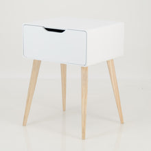 Load image into Gallery viewer, Khaya One Drawer Side Table with Cut Out Handle - White
