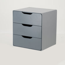 Load image into Gallery viewer, Khaya Three Drawer Floating Side Table with Cut Out Handle - Grey
