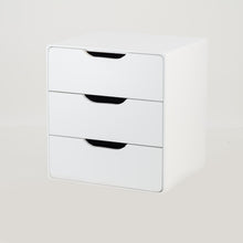Load image into Gallery viewer, Khaya Three Drawer Floating Side Table with Cut Out Handle - White
