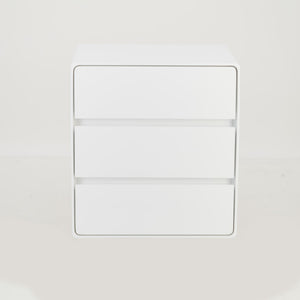 Khaya Three Drawer Floating Side Table with Hidden Handle - White