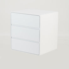 Load image into Gallery viewer, Khaya Three Drawer Floating Side Table with Hidden Handle - White
