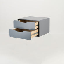 Load image into Gallery viewer, Khaya Two Drawer Floating Side Table with Cut Out Handle - Grey
