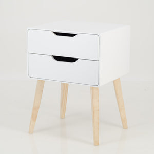 Khaya Two Drawer Side Table with Cut Out Handle - White