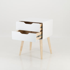 Khaya Two Drawer Side Table with Cut Out Handle - White