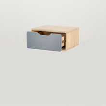 Load image into Gallery viewer, Kuva Pine One Drawer Floating Side Table with Cut Out Handle - Grey
