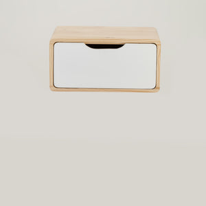 Kuva Pine One Drawer Floating Side Table with Cut Out Handle - White