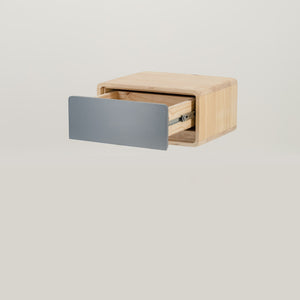 Kuva Pine One Drawer Floating Side Table with Hidden Handle - Grey