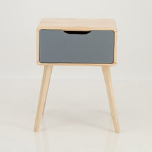 Load image into Gallery viewer, Kuva Pine One Drawer Side Table with Cut Out Handle - Grey
