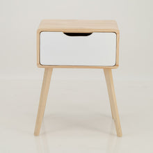 Load image into Gallery viewer, Kuva Pine One Drawer Side Table with Cut Out Handle - White
