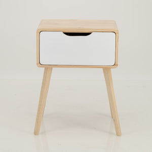 Kuva Pine One Drawer Side Table with Cut Out Handle - White