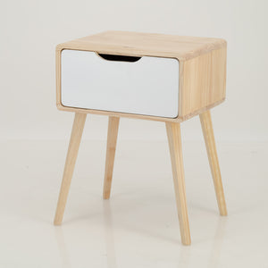 Kuva Pine One Drawer Side Table with Cut Out Handle - White