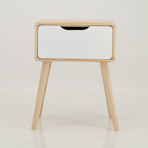 Kuva Pine One Drawer Side Table with Cut Out Handle - White