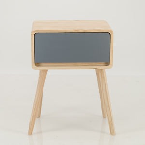 Kuva Pine One Drawer Side Table with Hidden Handle - Grey