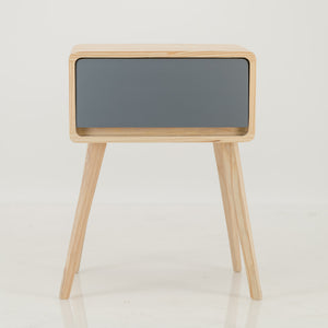 Kuva Pine One Drawer Side Table with Hidden Handle - Grey