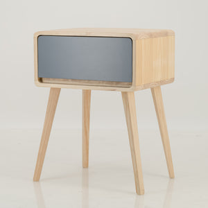 Kuva Pine One Drawer Side Table with Hidden Handle - Grey
