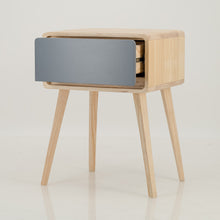 Load image into Gallery viewer, Kuva Pine One Drawer Side Table with Hidden Handle - Grey

