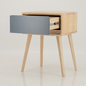 Kuva Pine One Drawer Side Table with Hidden Handle - Grey