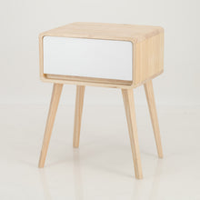 Load image into Gallery viewer, Kuva Pine One Drawer Side Table with Hidden Handle - White
