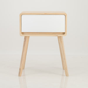 Kuva Pine One Drawer Side Table with Hidden Handle - White