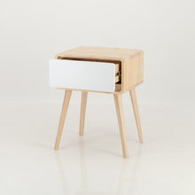 Load image into Gallery viewer, Kuva Pine One Drawer Side Table with Hidden Handle - White
