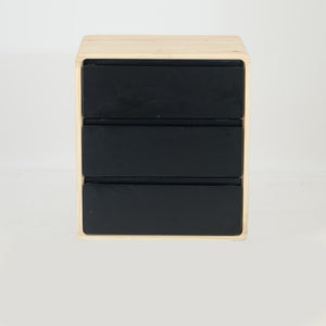 Kuva Pine Three Drawer Floating Side Table with Groove Handles - Black
