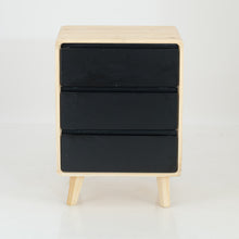Load image into Gallery viewer, Kuva Pine Three Drawer Side Table with Groove Handles - Black

