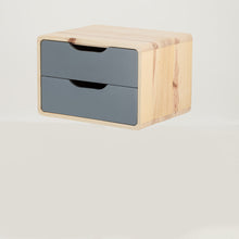 Load image into Gallery viewer, Kuva Pine Two Drawer Floating Side Table with Cut Out Handles - Grey
