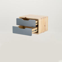 Load image into Gallery viewer, Kuva Pine Two Drawer Floating Side Table with Cut Out Handles - Grey
