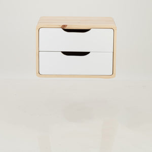 Kuva Pine Two Drawer Floating Side Table with Cut Out Handles - White