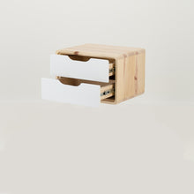 Load image into Gallery viewer, Kuva Pine Two Drawer Floating Side Table with Cut Out Handles - White
