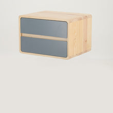 Load image into Gallery viewer, Kuva Pine Two Drawer Hidden Handle Floating Side Table - Grey
