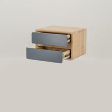 Load image into Gallery viewer, Kuva Pine Two Drawer Hidden Handle Floating Side Table - Grey
