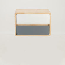 Load image into Gallery viewer, Kuva Pine Two Drawer Hidden Handle Floating Side Table - Grey &amp; White
