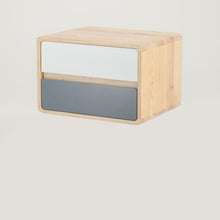 Load image into Gallery viewer, Kuva Pine Two Drawer Hidden Handle Floating Side Table - Grey &amp; White
