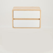 Load image into Gallery viewer, Kuva Pine Two Drawer Hidden Handle Floating Side Table - White
