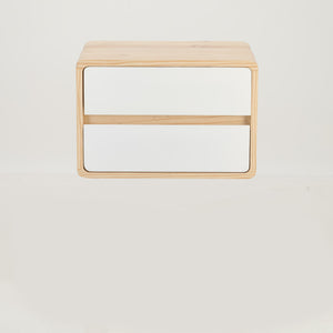 Kuva Pine Two Drawer Hidden Handle Floating Side Table - White