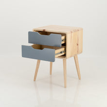 Load image into Gallery viewer, Kuva Pine Two Drawer Side Table with Cut Out Handles - Grey
