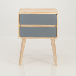 Kuva Pine Two Drawer Hidden Handle Side Table - Grey