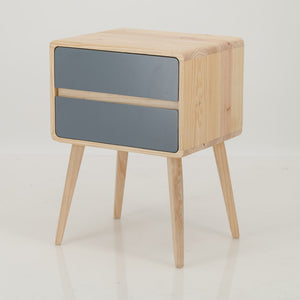 Kuva Pine Two Drawer Hidden Handle Side Table - Grey
