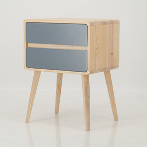 Kuva Pine Two Drawer Hidden Handle Side Table - Grey